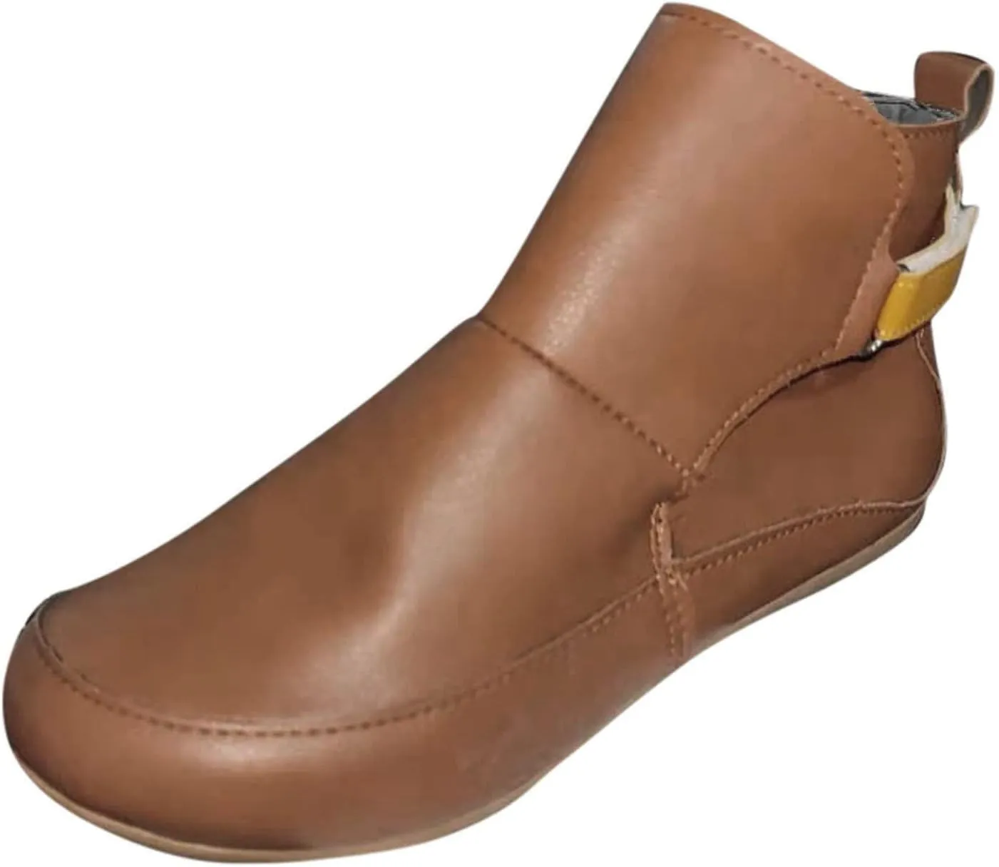 Ankle Boots for Women No Heel Arch Support Booties Side Zipper Vintage Leather Boots Flat Heel Dressy Booties