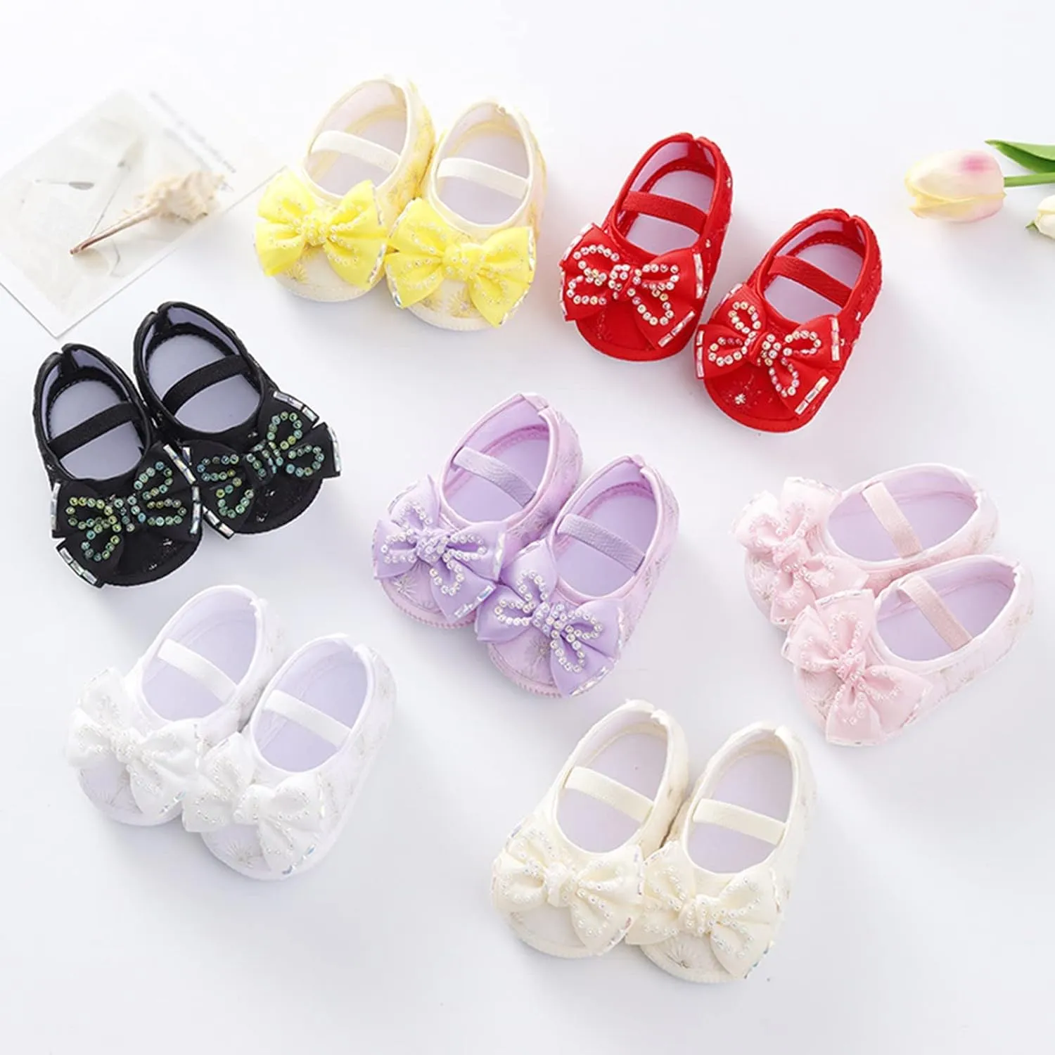 Baby Shoes Fashion Soft Sole Infant Shoes Pearl Dress Flower Princess Shoes Infant Shoes Size 4 Shoes for Baby Girls