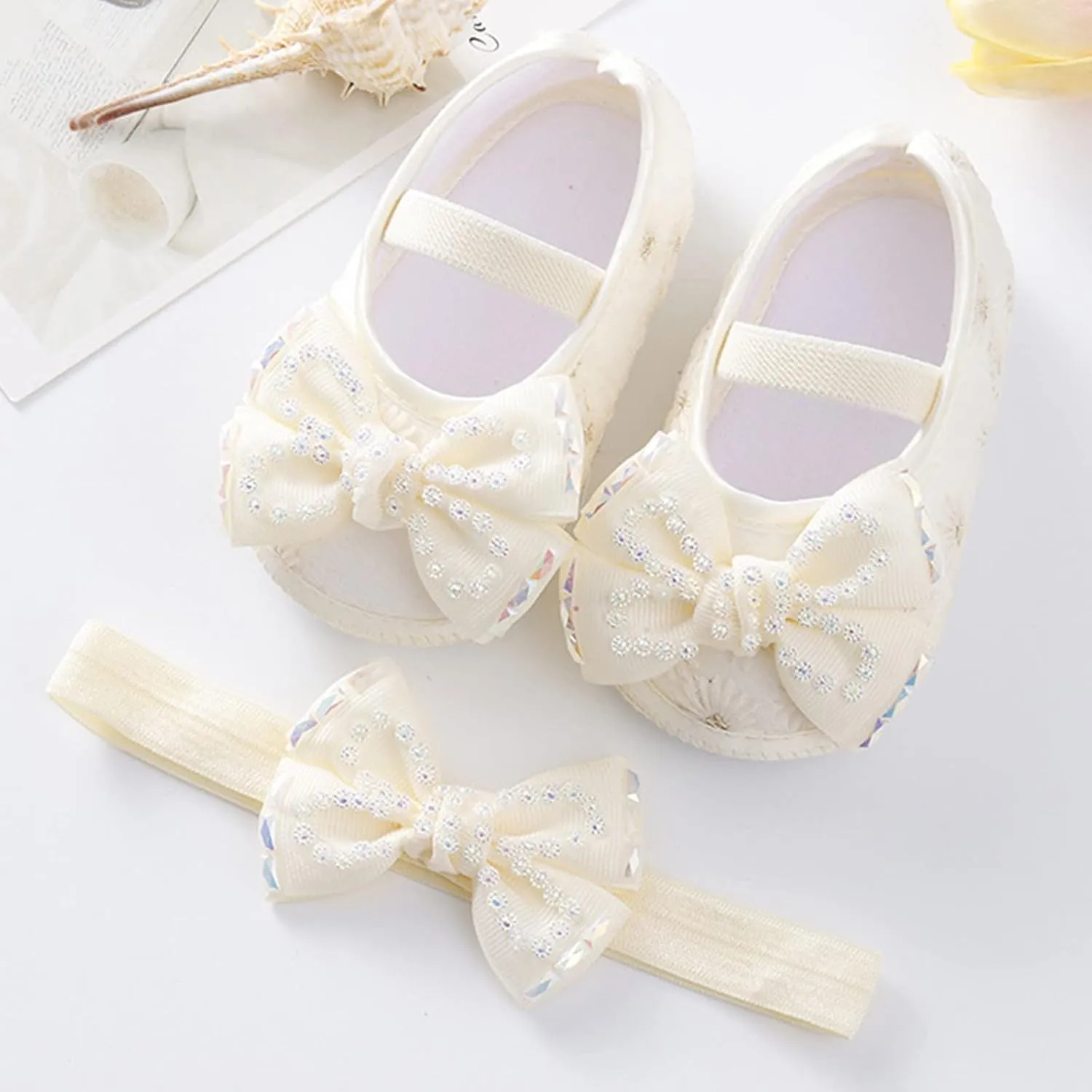 Baby Shoes Fashion Soft Sole Infant Shoes Pearl Dress Flower Princess Shoes Infant Shoes Size 4 Shoes for Baby Girls