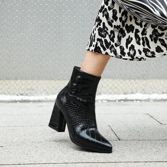 CrocLuxe Exquisite Crocodile Zipper High Heel Boots