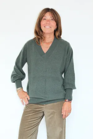 CRUSH Cashmere Hilo Balloon Sleeve Jumper in Khaki