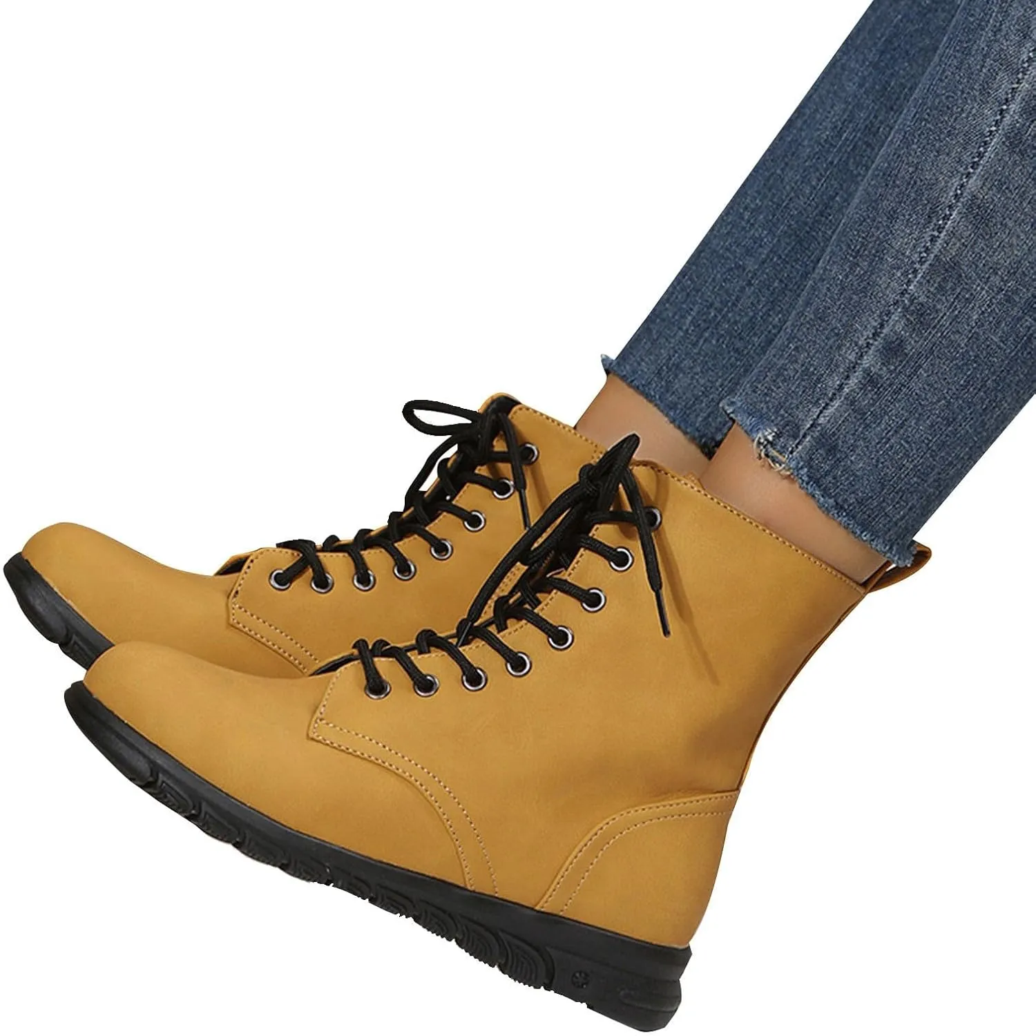 Fall Boots Women Ankle Black Wedge Booties Short Boots for Women Flat Boot Laces Comfy Casual Closed Back Lace-up Round Toe Comfortable Low Heel