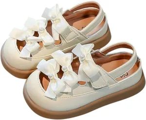 Girls Sandal Cute Bow Little Kids Close Toe - Flower Girl Dress Flats Summer Shoes Footwear