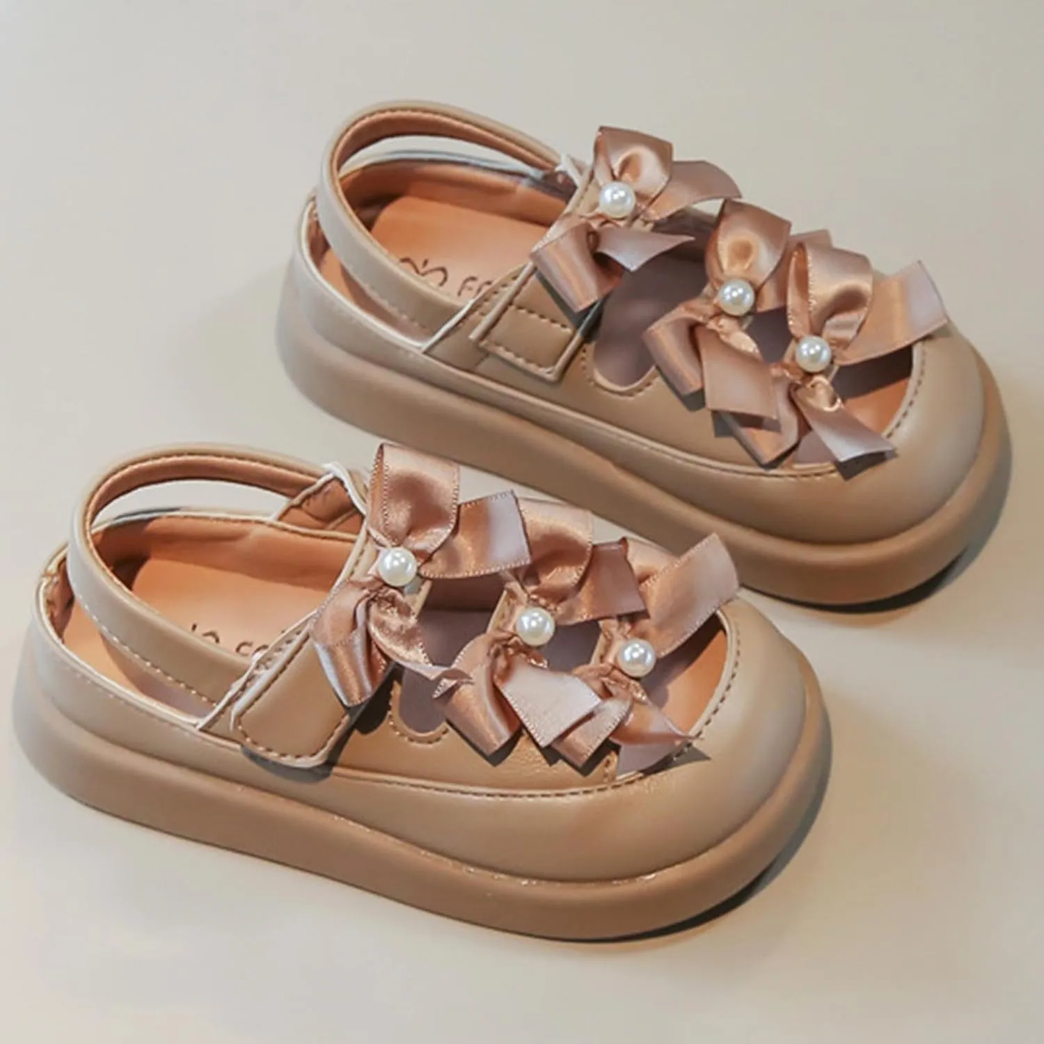 Girls Sandal Cute Bow Little Kids Close Toe - Flower Girl Dress Flats Summer Shoes Footwear