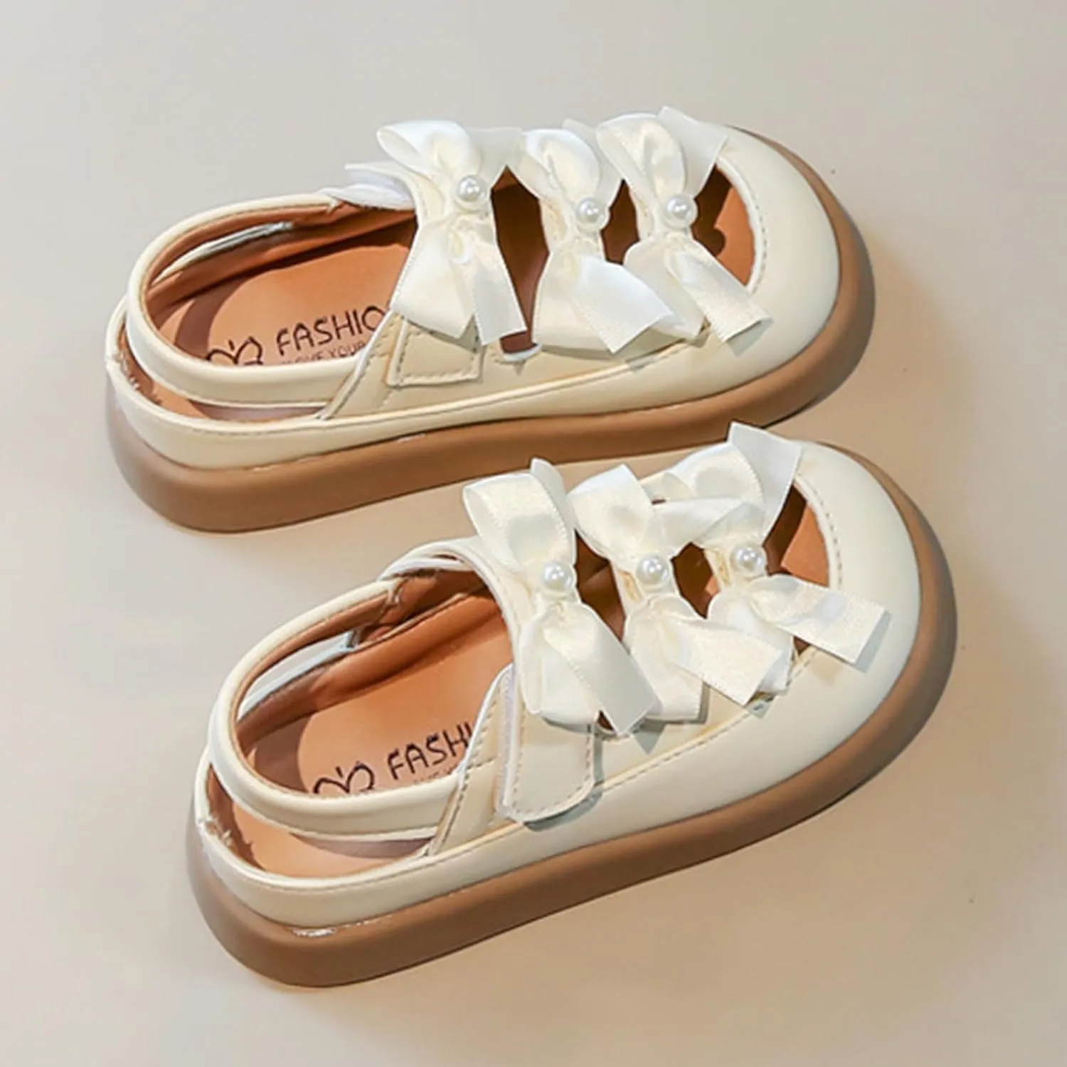 Girls Sandal Cute Bow Little Kids Close Toe - Flower Girl Dress Flats Summer Shoes Footwear