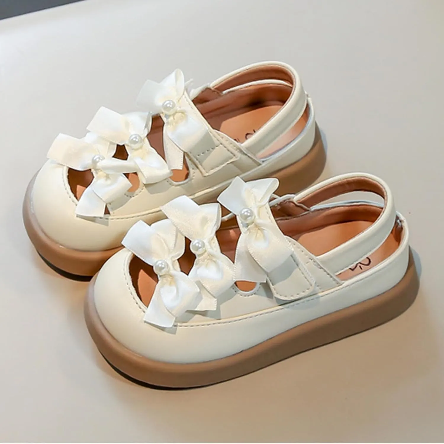 Girls Sandal Cute Bow Little Kids Close Toe - Flower Girl Dress Flats Summer Shoes Footwear