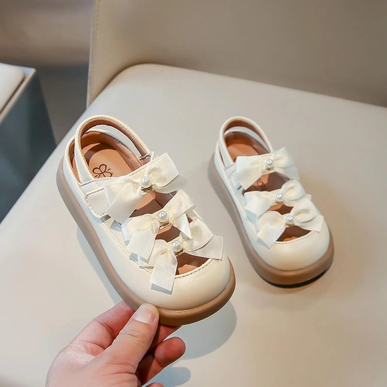 Girls Sandal Cute Bow Little Kids Close Toe - Flower Girl Dress Flats Summer Shoes Footwear