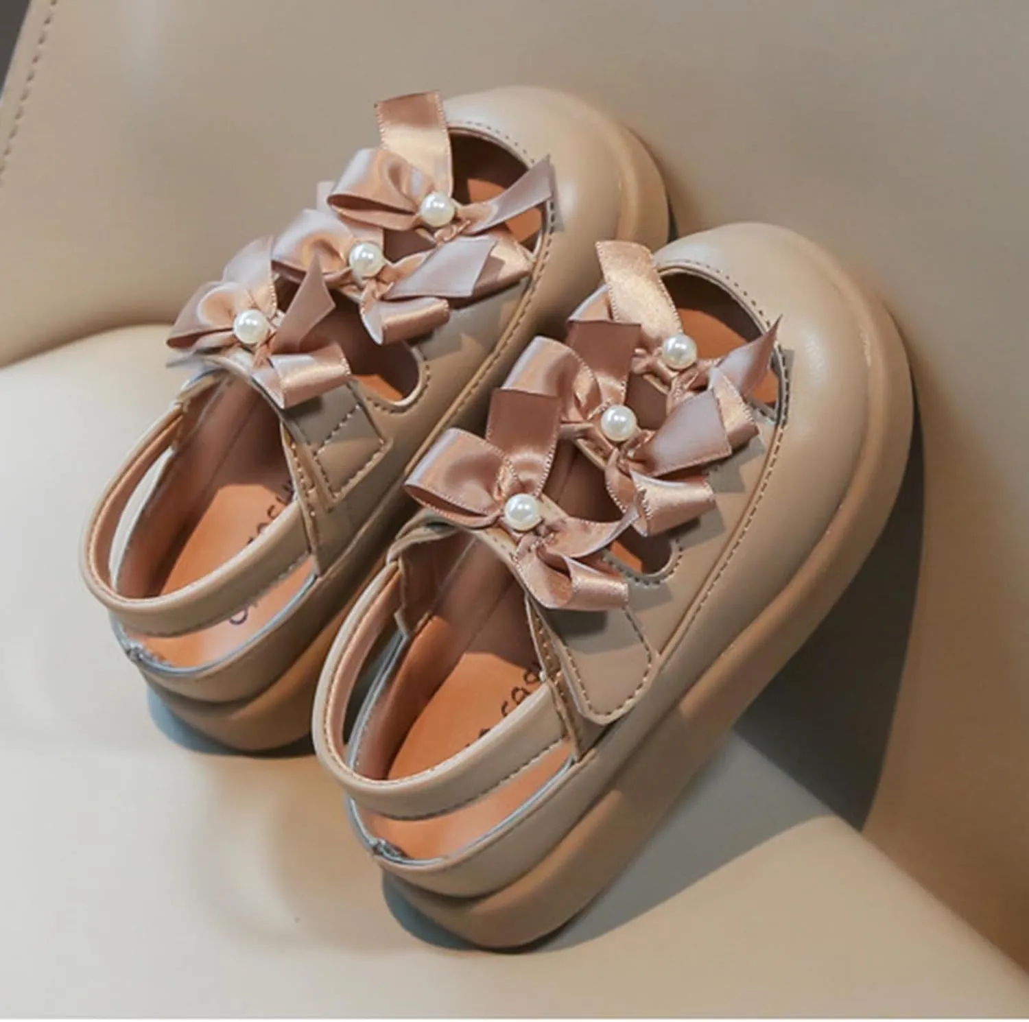 Girls Sandal Cute Bow Little Kids Close Toe - Flower Girl Dress Flats Summer Shoes Footwear