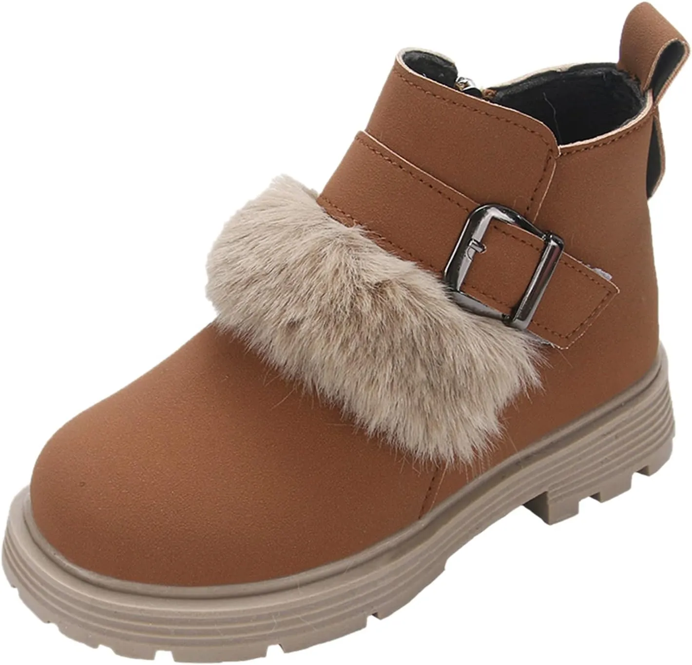 Girls Shoes Fashion Solid Color Short Boots Non Slip Breathable Nude Women Boots House Slippers for Men Memory Foam (Brown, 5-5.5 Years Little Child)