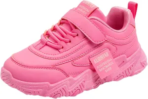 Girls' Sneakers 3-13 Years Children Boys Girls Fashion Sneaker Thick Sole Non Slip Lace Up Sports Shoes White Sneakers