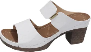 Heeled Sandals for Women Comfortable Orthopedic Slides Sandals Open Toe Low Heel Wedge Slippers Dressy Casual Work Sandal for Women Office Breathable Dress Shoes