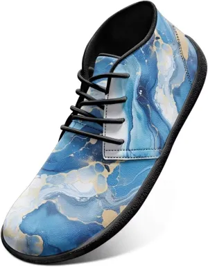 Howilath Marble Print Barefoot Sneakers Men Low Top Extra Width Anti-Skid Running Cross Training Shoe