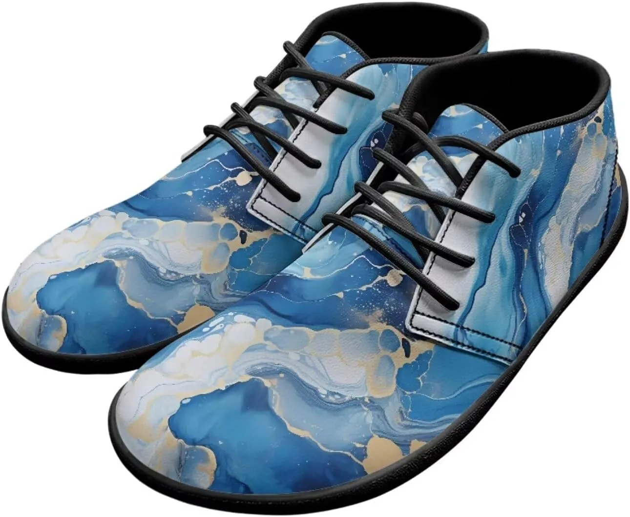Howilath Marble Print Barefoot Sneakers Men Low Top Extra Width Anti-Skid Running Cross Training Shoe