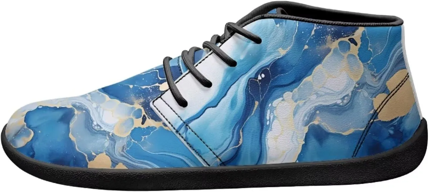 Howilath Marble Print Barefoot Sneakers Men Low Top Extra Width Anti-Skid Running Cross Training Shoe