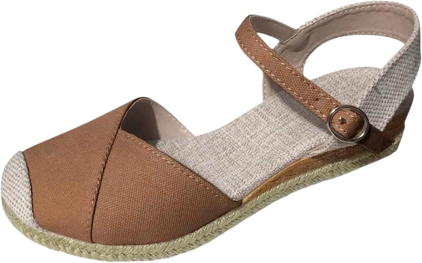 Kubbon Closed Toe Sandals Women Elastic Ankle Strap Espadrills Casual Platform Wedge Sandals Slip On Summer Sandles Outdoor Walking Shoes