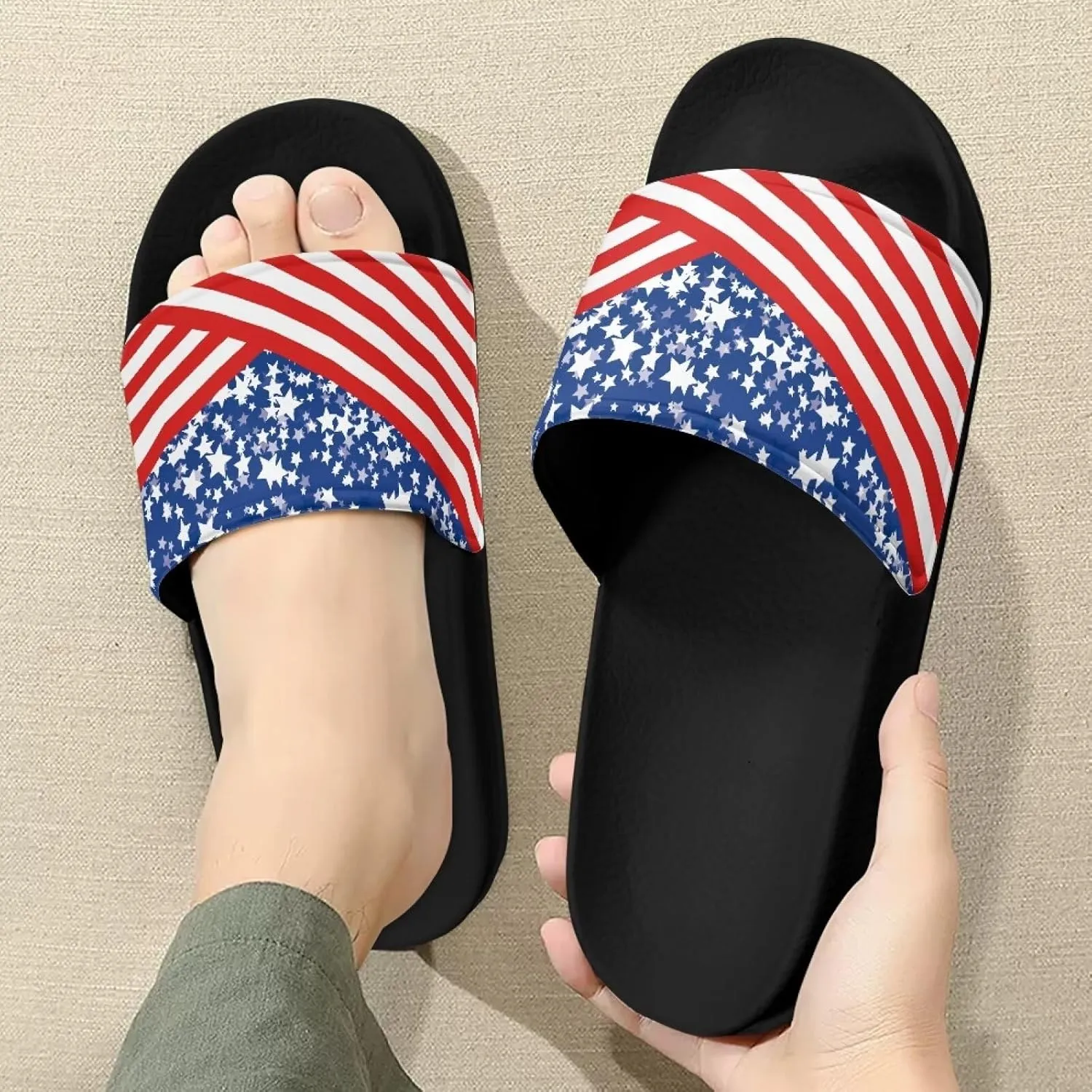 Ladies Pillow House Slide Sandals Open Toe Black Flat Shoes Ultra Cushion Sandals Single Band Bath Shower Shoes Travel-friendly Flip Flops