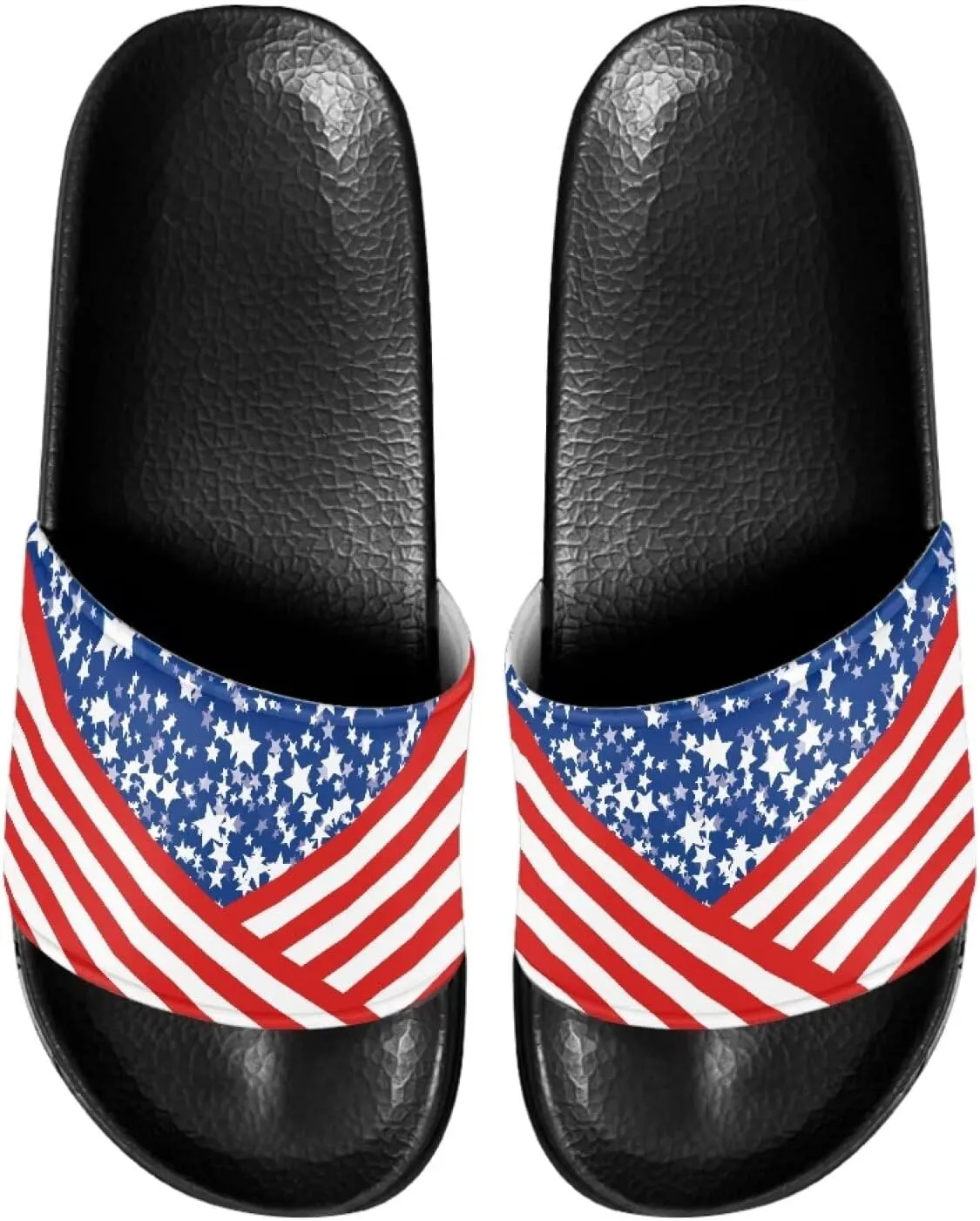 Ladies Pillow House Slide Sandals Open Toe Black Flat Shoes Ultra Cushion Sandals Single Band Bath Shower Shoes Travel-friendly Flip Flops
