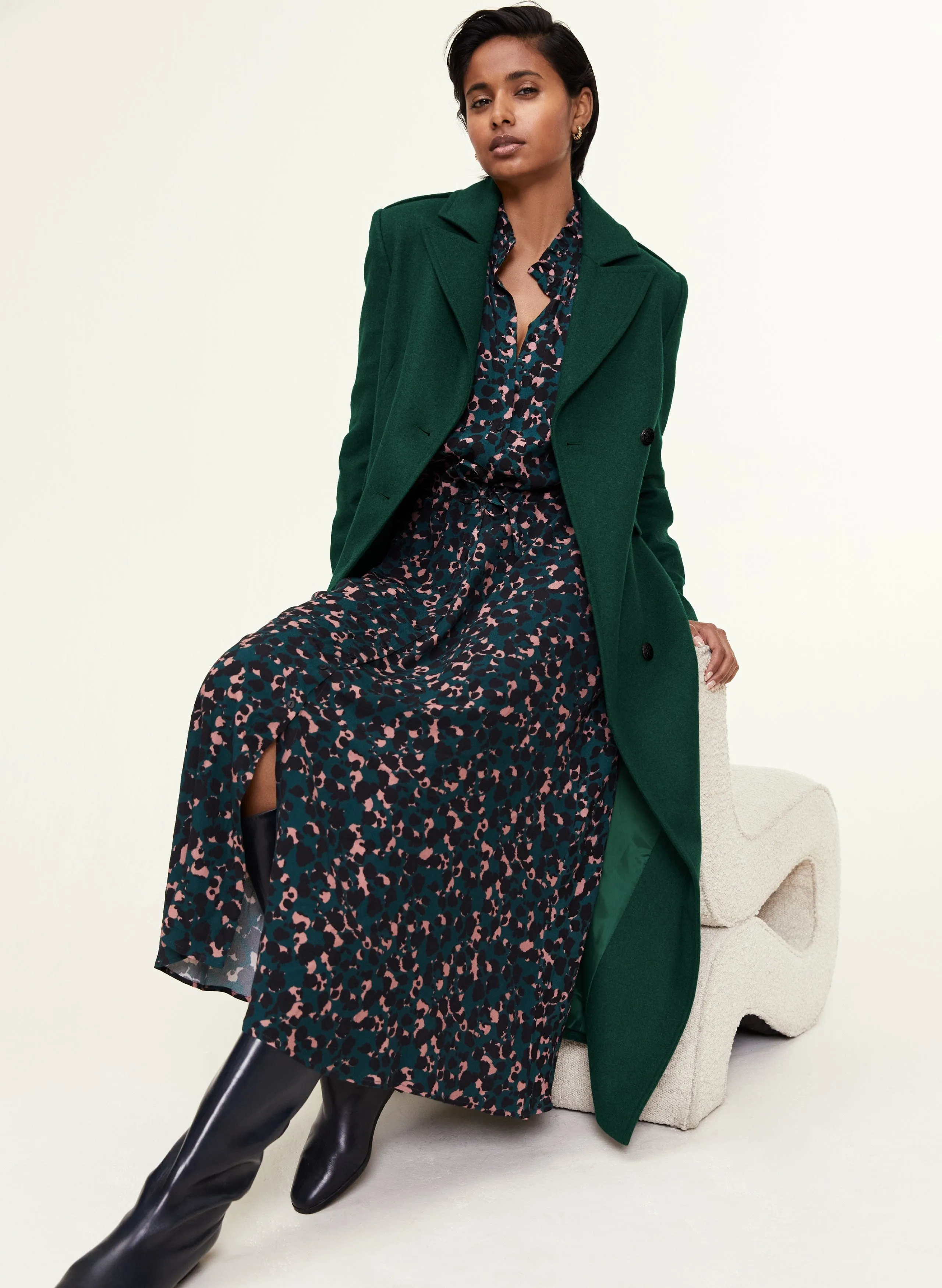Luna LENZING™ ECOVERO™ Midi Dress | Cedar Ink Print