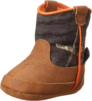 M&F Western Gunner Baby Boy's Infant/Toddler Bucker Boot First Walker Shoe, Mossy Oak/Orange, 1