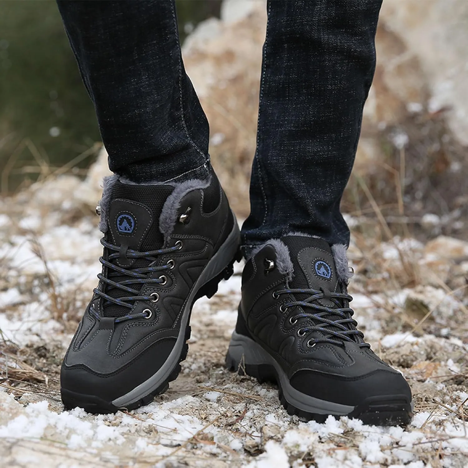 Men Winter Sneakers Outdoor Shoes Padded Warm Cotton Shoes Lightweight Hiking Shoes Large Size Men Casual Shoes Suede