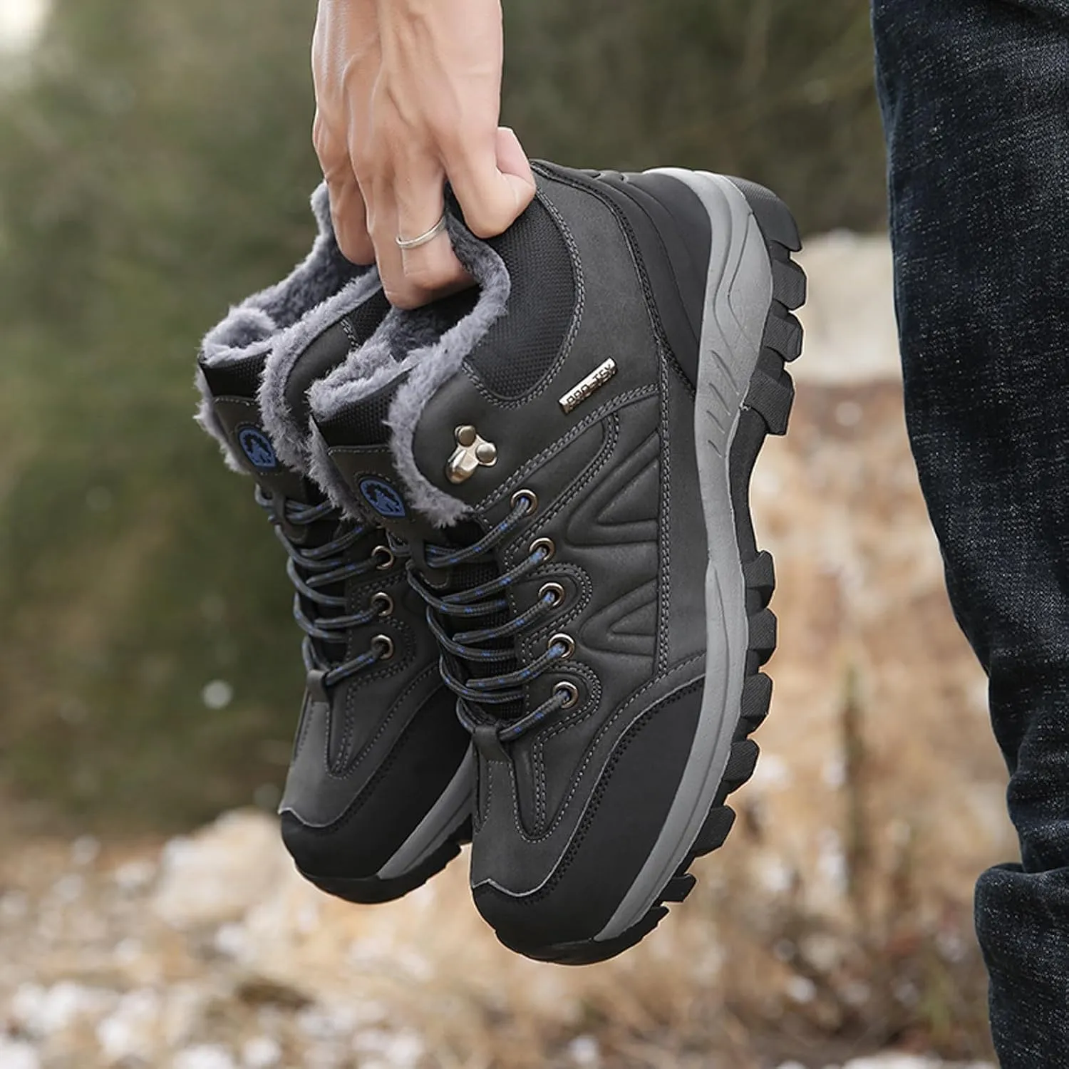 Men Winter Sneakers Outdoor Shoes Padded Warm Cotton Shoes Lightweight Hiking Shoes Large Size Men Casual Shoes Suede