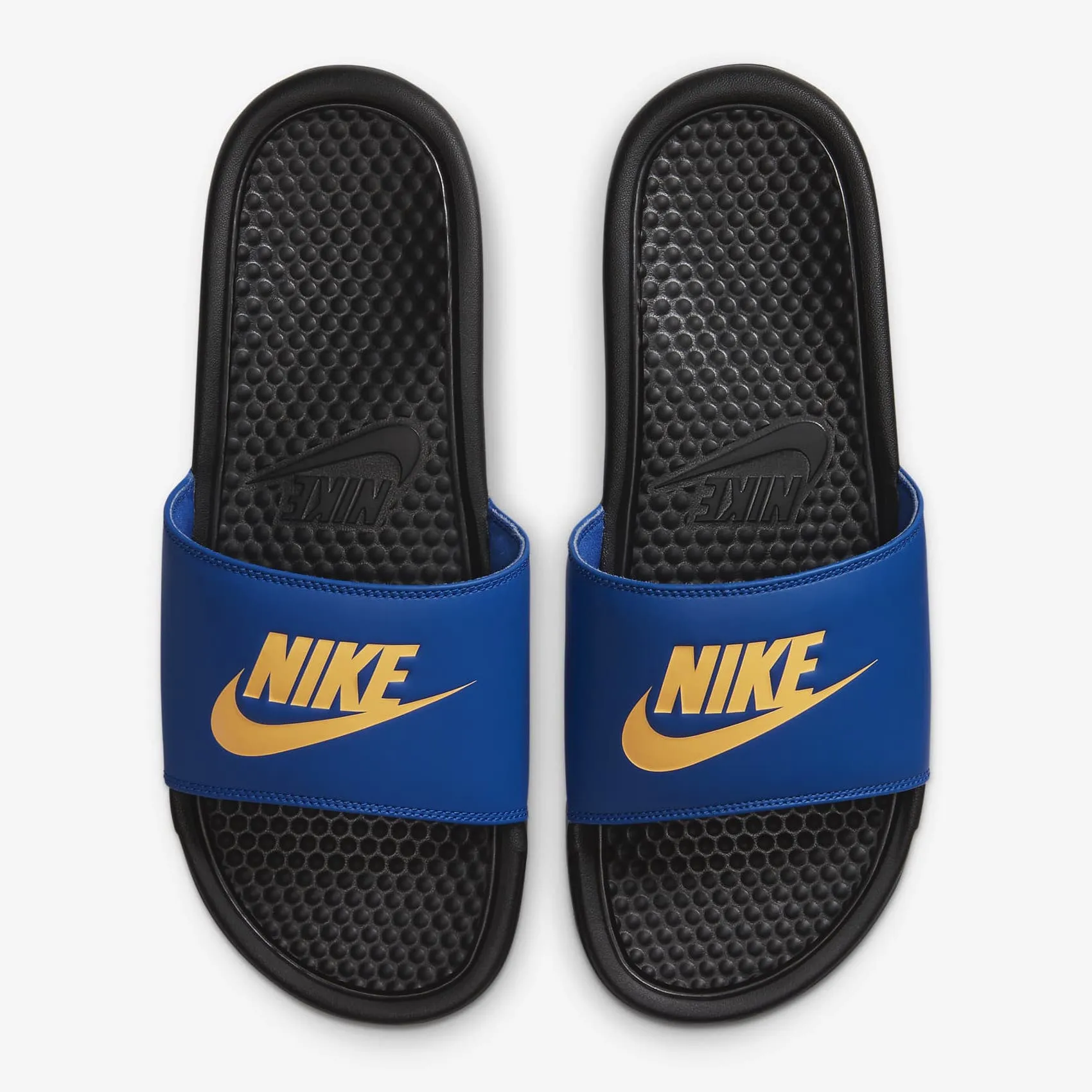 Men's Nike Benassi "Just Do It" Classic Slides (Black/Game Royal/Laser Orange)(343880-036)