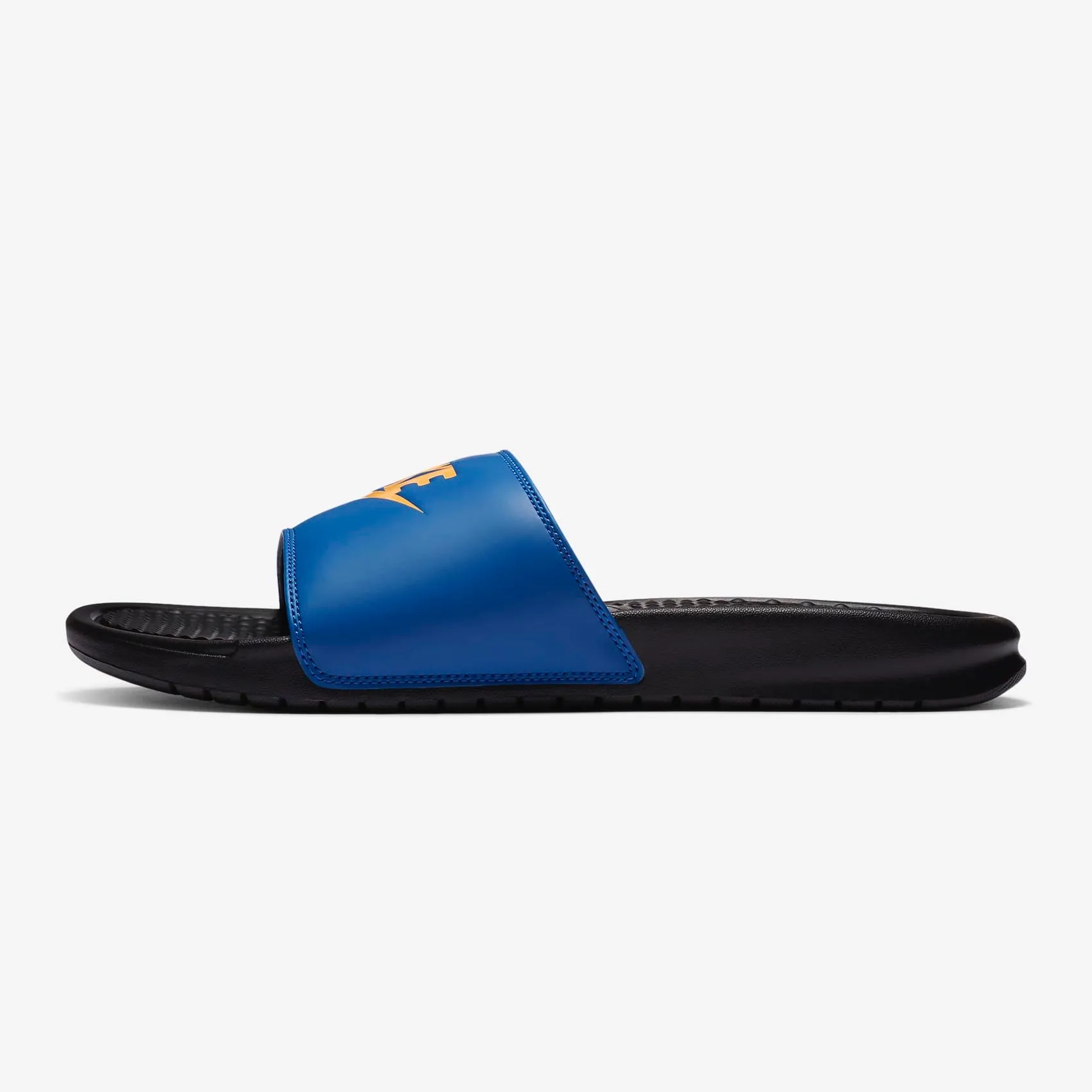 Men's Nike Benassi "Just Do It" Classic Slides (Black/Game Royal/Laser Orange)(343880-036)