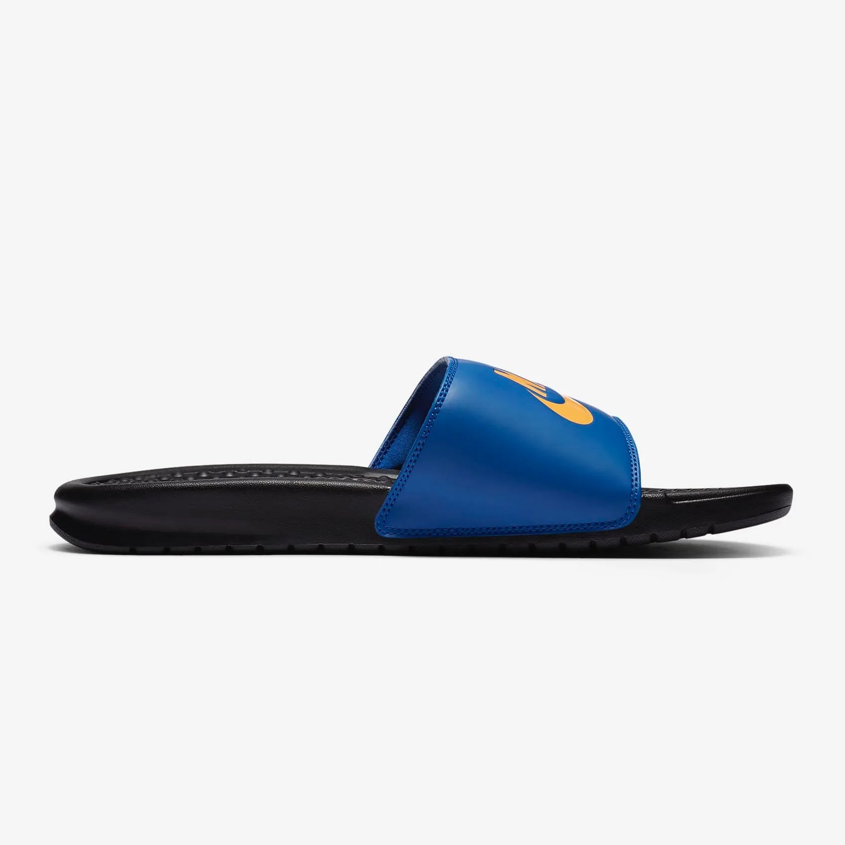 Men's Nike Benassi "Just Do It" Classic Slides (Black/Game Royal/Laser Orange)(343880-036)