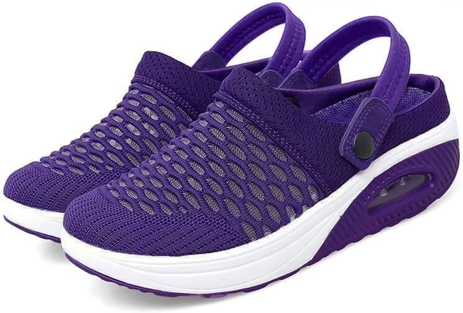 Mules Clogs for Women Orthopedic Air Cushion Wide Width Non-Slip Sneakers Adjustable Beach Shoes Outdoor Slippers Breathable Platform Mesh Sandals