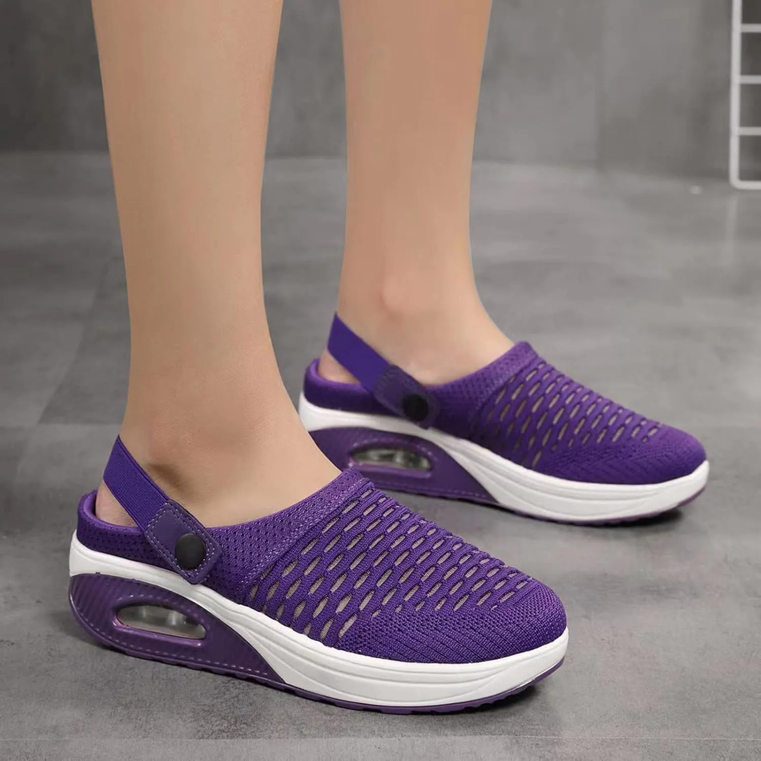 Mules Clogs for Women Orthopedic Air Cushion Wide Width Non-Slip Sneakers Adjustable Beach Shoes Outdoor Slippers Breathable Platform Mesh Sandals