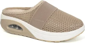 Mules for Women 2025 Breathable Comfort Wide Width Women's Air Cushion Slip On Walking Shoes Orthopedic Diabetic Walking Shoes Closed Toe Breathable Slippers Mesh Orthopedic Diabetic Walking Shoe