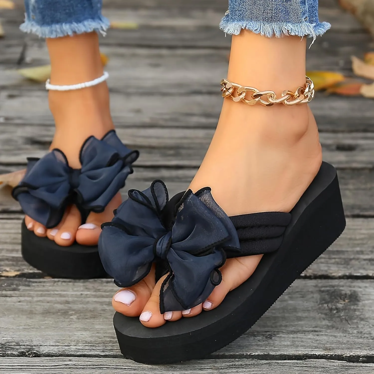 New Plus Size High Heeled Sandals for Women Fashion Beach Women's Shoes Non Slip Flip Women Dressy Comfortable