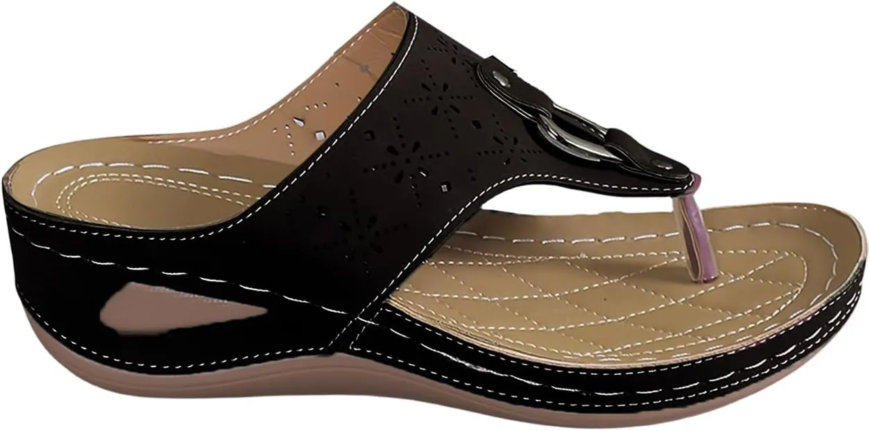 Orthopedic Sandals for Women Arch Support Sandals Women's Platform Wedges, 2025 Non Slip Flip Flops Clip Toe Comfortable Walking Slippers Beach Casual Walking Shoes