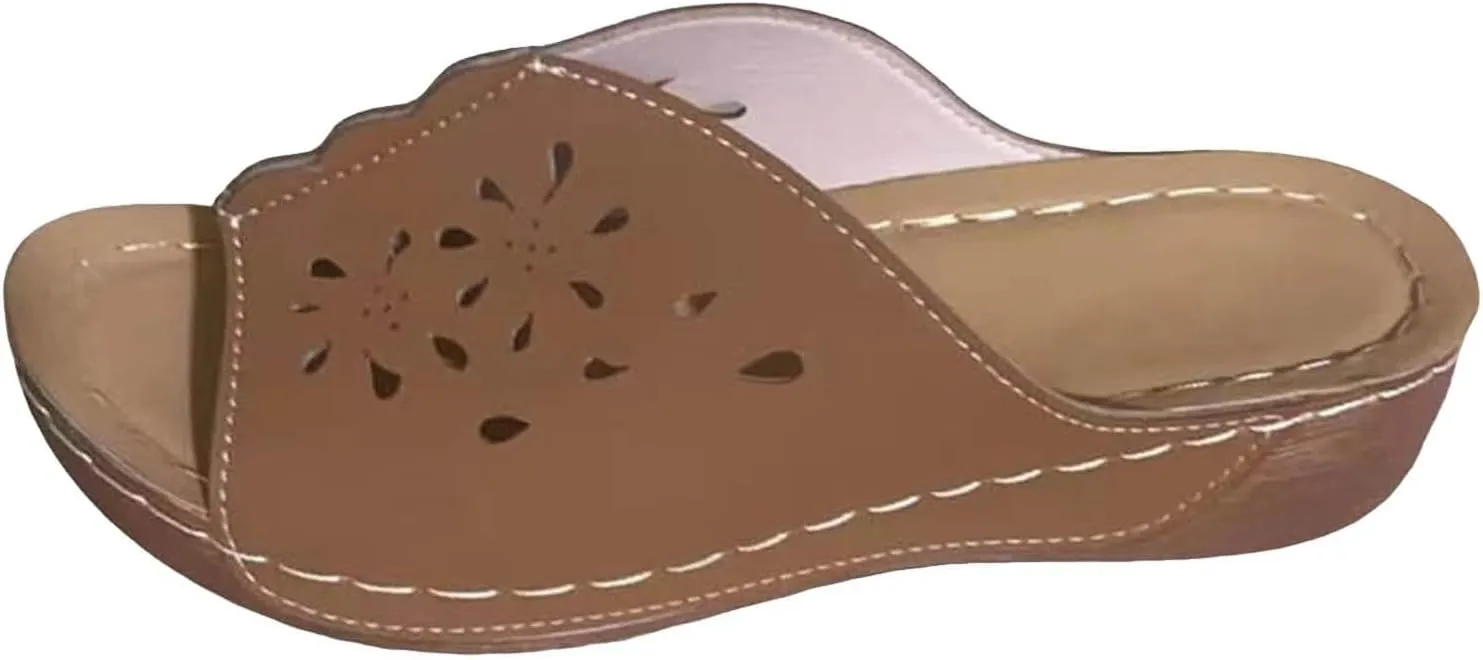 Orthopedic Sandals for Women Arch Support Walking Sandals, Comfort Wear Orthowear Shoes Wide With Slippers Open Toe Slip On Slippers Casual Walking Dress Shoes Beach Vacation Summer Wedges Fashion