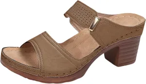 Orthopedic Sandals for Women Chunky Heels Sandals Comfortable Open Toe Dressy Platform Sandal Shoes Summer Slip On Arch Support Shoes Lightweight Casual Open Back Shoe