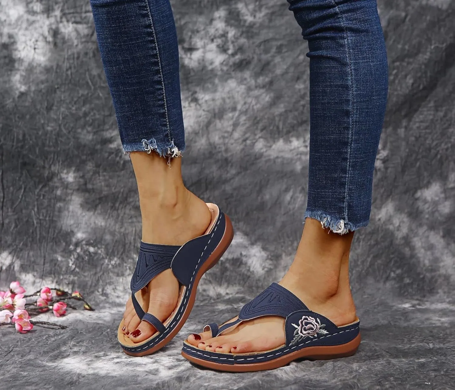 Orthopedic Sandals for Women : Sandals Dressy Summer Flat Flip Flops Summer Dressy Comfortable Sandal with Arch Support Non Slip Flip Flops 2025