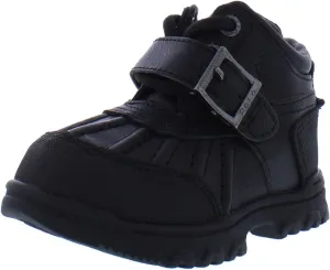 RALPH LAUREN Boy's Dover Boot, Chocolate/Tan Leather Combat