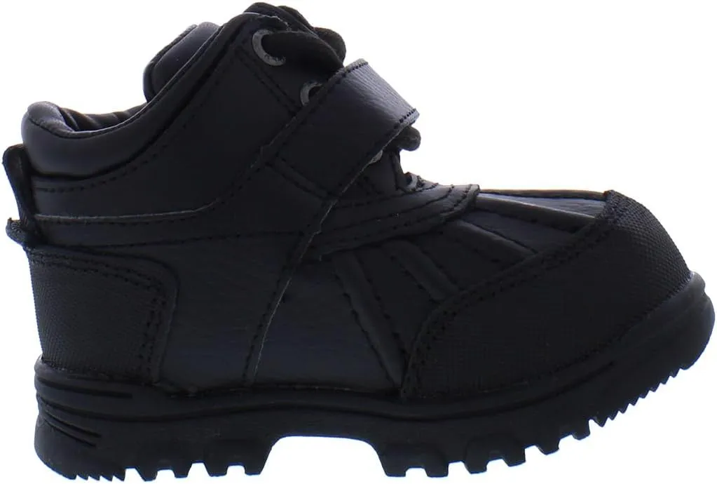 RALPH LAUREN Boy's Dover Boot, Chocolate/Tan Leather Combat