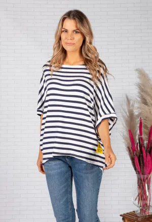 Relaxed Fit Navy Striped Top