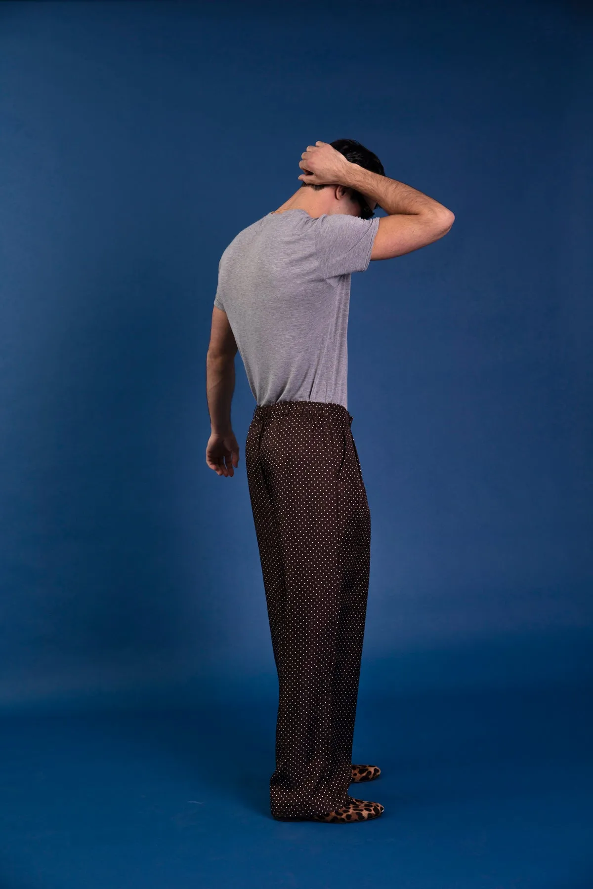 Salinas Silk Trouser Chocolate Dot Man
