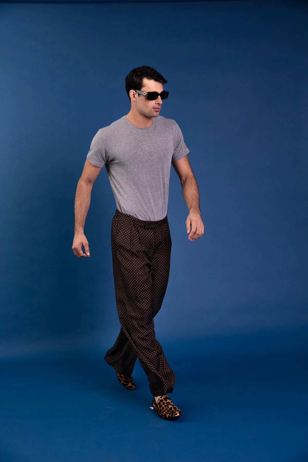 Salinas Silk Trouser Chocolate Dot Man