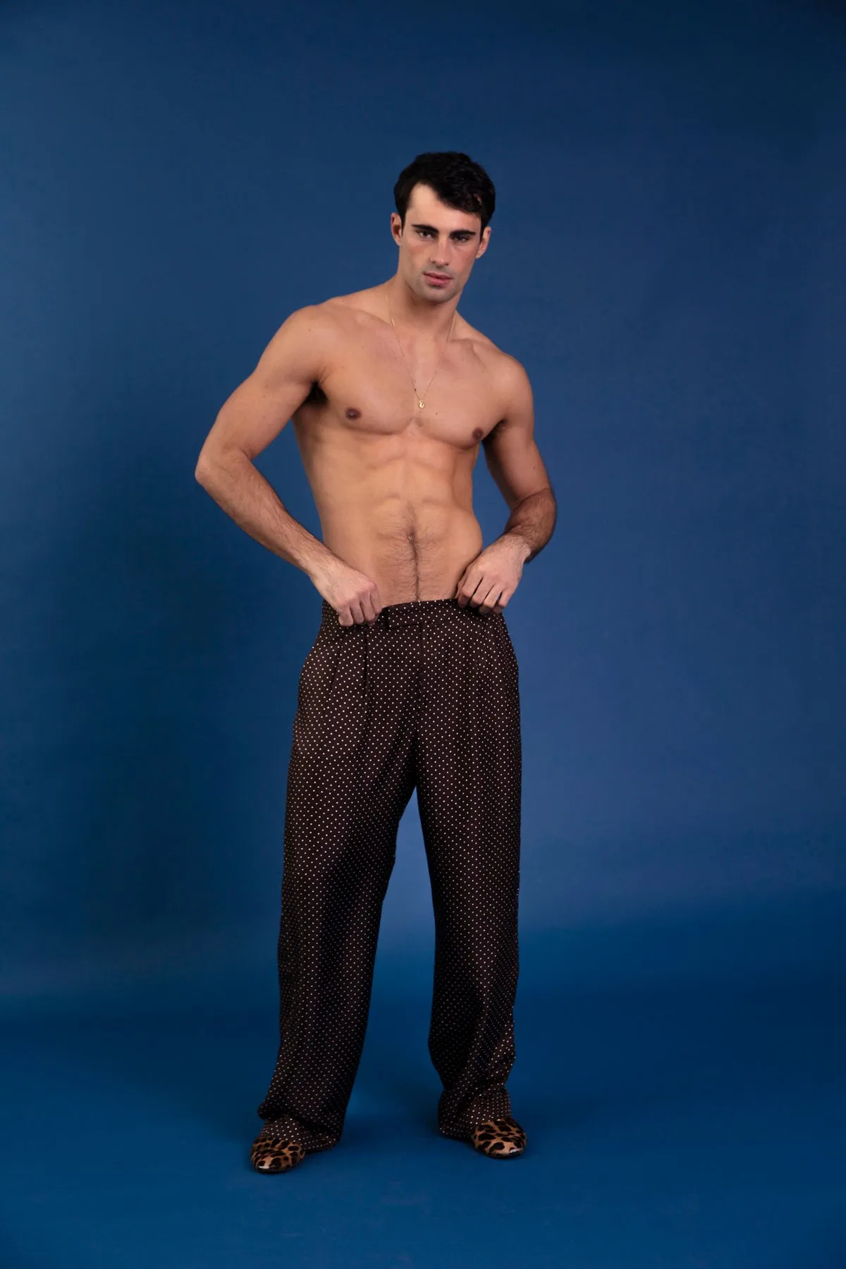 Salinas Silk Trouser Chocolate Dot Man
