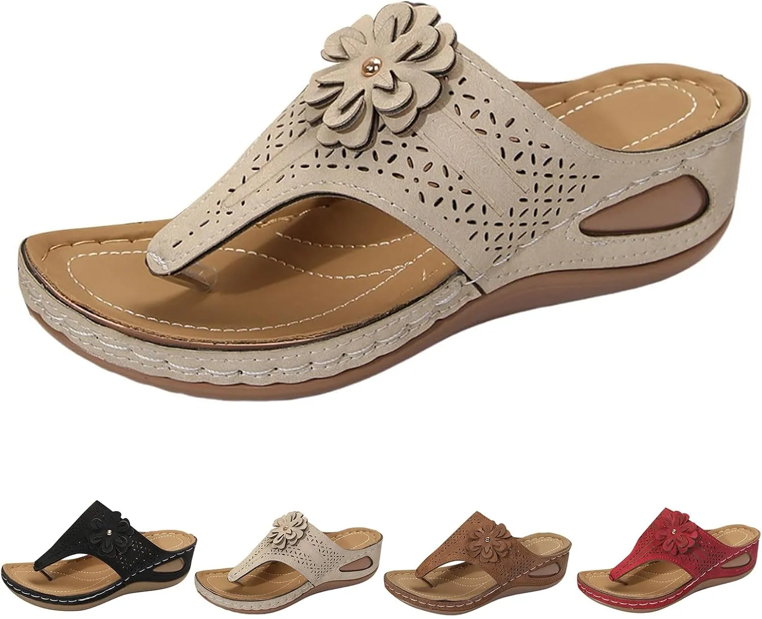Summer Orthopedic Sandals for Women 2025 Comfortable Flip Flops With Arch Support for Women Dressy Casual Wedge Sandals Summer Beach Walking Sandal Shoes