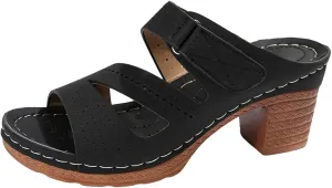 Summer Slip On Sandals for Women 2025 Dressy Chunky Heel Orthopedic Sandals for Women Dressy Open Toe Fashion Wedges Mid Heels Shoes