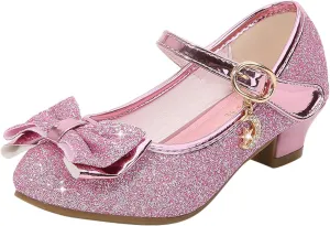 Toddler Girl Shoes,Little Kid Girls Dress Princess Shoes Sequins Bowknot Low Heels Party Dance Shoes 4-9 Years