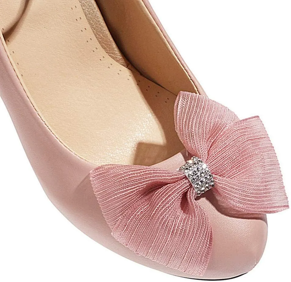VOKLIN Women's Girls Lolita Ankle Strap Mary Jane Pumps Sweet Bow Block High Heel Princess Oxford Dress Shoes