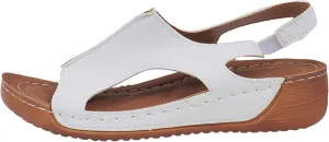 Wedge Sandals for Women 2025 Womens Orthopedic Sandals Fish Mouth Leather Platform Wedges, Open Toe Ankle Strap Slippers Summer Slip on Comfortable Flat Shoes