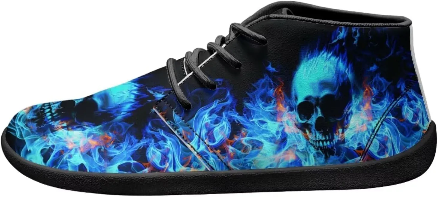 Wide Toe Skull Print Barefoot Shoes for Men - Cross Training Running Shoes with Rubber Sole