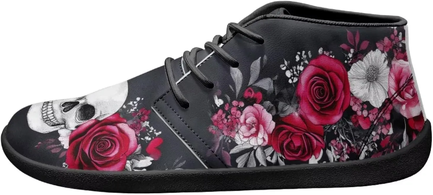 Wide Toe Skull Print Barefoot Shoes for Men - Cross Training Running Shoes with Rubber Sole