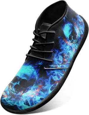 Wide Toe Skull Print Barefoot Shoes for Men - Cross Training Running Shoes with Rubber Sole
